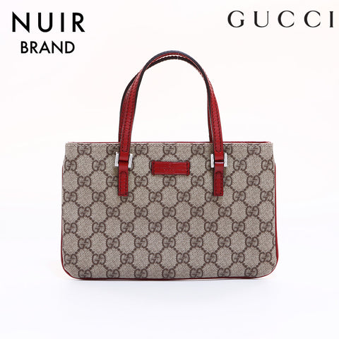 Gucci GUCCI gg Supreme Mini Tote Handbag Beige Red WS6659