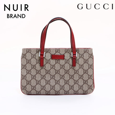 グッチ GUCCI gg スプリームミニトート ハンドバッグ ベージュ レッド WS6659