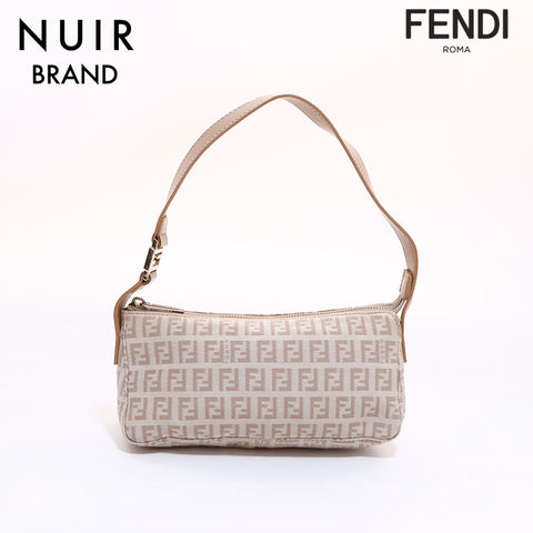 FENDI Zucchino Mamma Bagget Handbag Beige WS6669