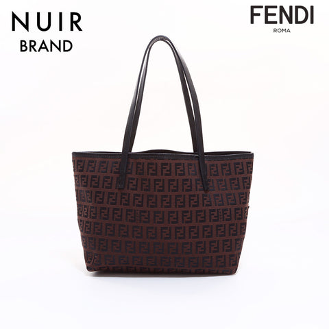 FENDI Zucchino Mini Tote Tote Bag Brown Black WS6670
