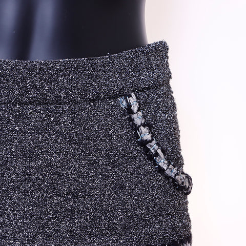 Chanel Size:34 Coco Button Jacket x Skirt Silver Set Up Silver WS6676