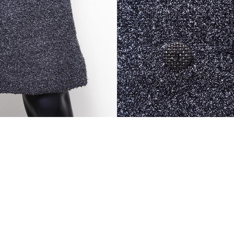 Chanel Size:34 Coco Button Jacket x Skirt Silver Set Up Silver WS6676