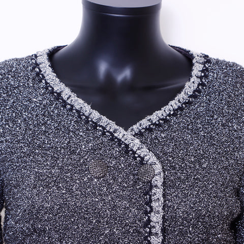 Chanel Size:34 Coco Button Jacket x Skirt Silver Set Up Silver WS6676