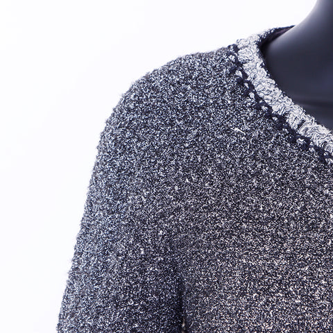 Chanel Size:34 Coco Button Jacket x Skirt Silver Set Up Silver WS6676