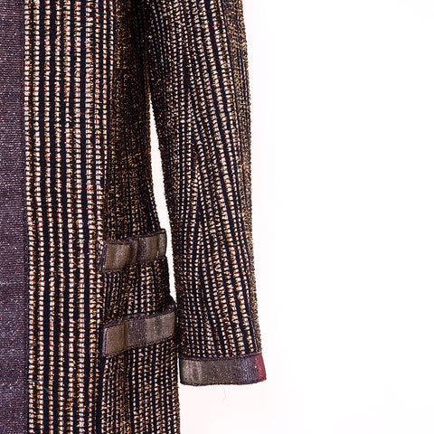 Chanel Coco Mark Gripore Button Metallic Coat Gold WS6678