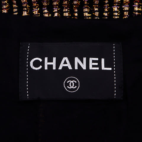 Chanel Coco Mark Gripore Button Metallic Coat Gold WS6678