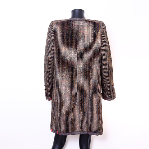 Chanel Coco Mark Gripore Button Metallic Coat Gold WS6678