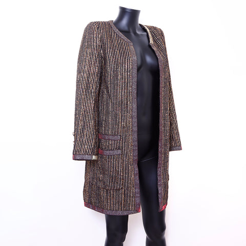 Chanel Coco Mark Gripore Button Metallic Coat Gold WS6678