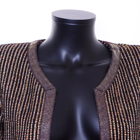 Chanel Coco Mark Gripore Button Metallic Coat Gold WS6678