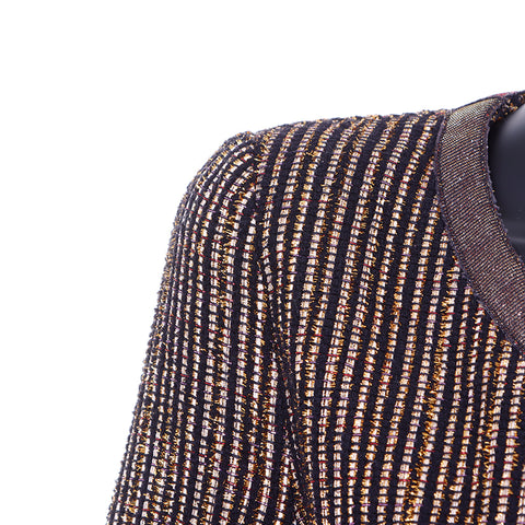 Chanel Coco Mark Gripore Button Metallic Coat Gold WS6678
