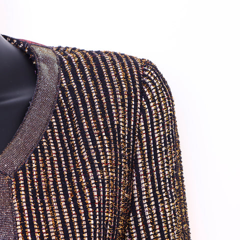 Chanel Coco Mark Gripore Button Metallic Coat Gold WS6678