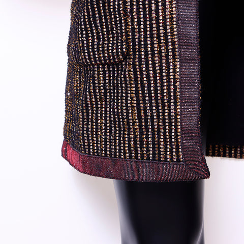 Chanel Coco Mark Gripore Button Metallic Coat Gold WS6678