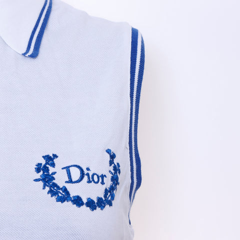 クリスチャンディオール Christian Dior Size:38ノースリーブ トップス ホワイト ブルー WS6680
