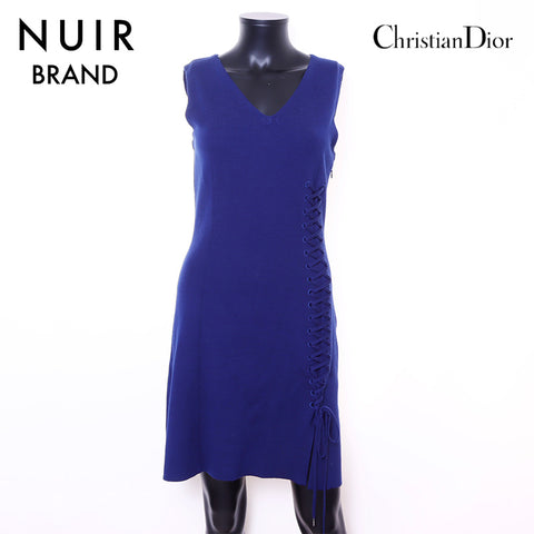 クリスチャンディオール Christian Dior Size:38ノースリーブ ワンピース ネイビー WS6682