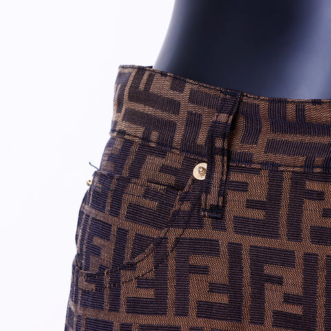Fendi Zucca图案长裤棕色WS6683
