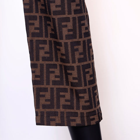 Fendi Zucca图案长裤棕色WS6683