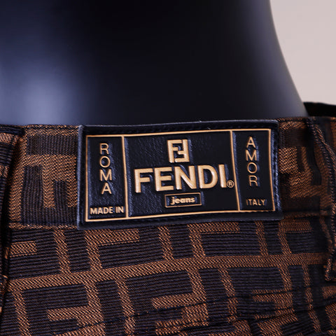 Fendi Zucca图案长裤棕色WS6683
