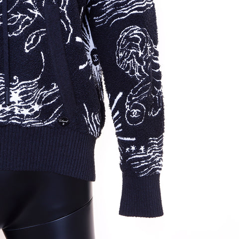 Chanel Chanel Taille: 3422c Sweat à capuche noir blanc WS6685