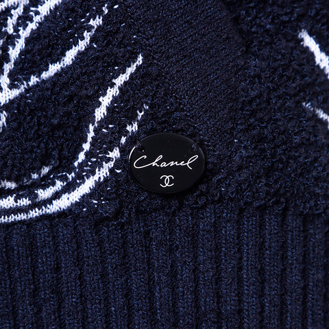 Chanel Chanel Taille: 3422c Sweat à capuche noir blanc WS6685