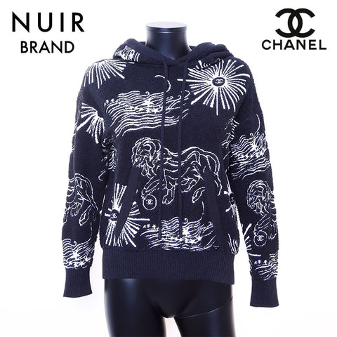 Chanel CHANEL Size:3422C Hoodie Black White WS6685