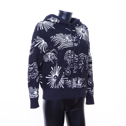Chanel Chanel Taille: 3422c Sweat à capuche noir blanc WS6685