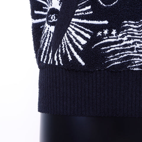 Chanel Chanel Taille: 3422c Sweat à capuche noir blanc WS6685