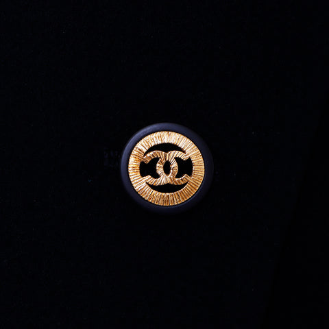 Chanel Size:38 Coco Button Wool Blouson Tweed Jacket Black WS6688