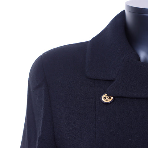 Chanel Size:38 Coco Button Wool Blouson Tweed Jacket Black WS6688