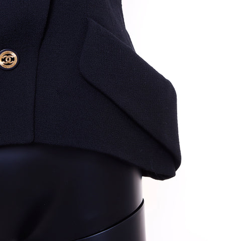 Chanel Size:38 Coco Button Wool Blouson Tweed Jacket Black WS6688