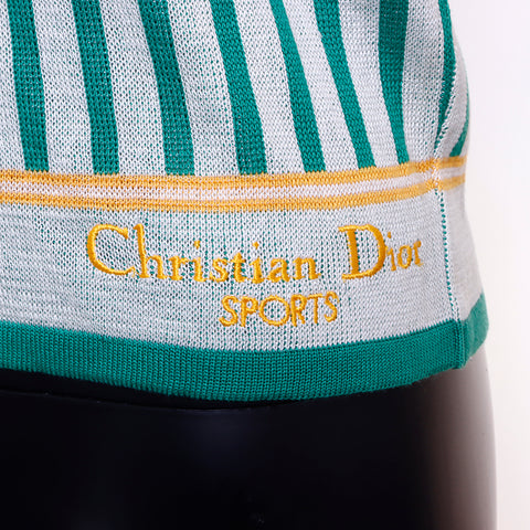 クリスチャンディオール Christian Dior Size:M Sports ストライプ 半袖シャツ グリーン WS6709