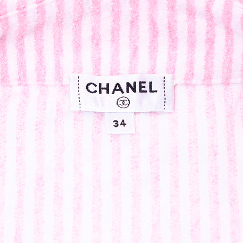 シャネル CHANEL Size:34 ストライプ パイル ジャケット ピンク WS6712