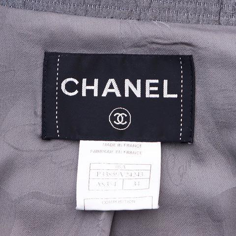 シャネル CHANEL Size:34 シルク グリポアボタン コート グレー WS6715