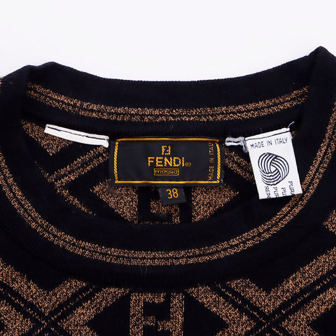 フェンディ FENDI Size:38 ロゴ ウール ニット ブラウン WS6717