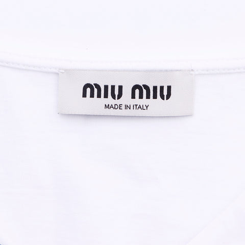 ミュウ ミュウ Miu Miu Size:XS ロゴ ノースリーブ マリン 半袖Ｔシャツ ホワイト WS6718