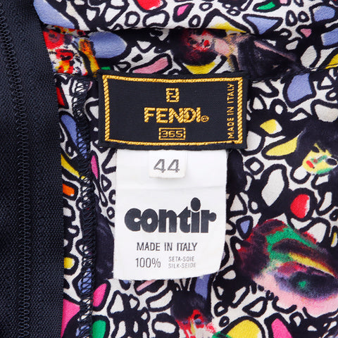 FENDI Size:44 Silk All-over Pattern Dress Multicolor WS6722