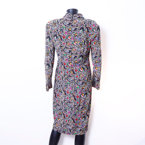FENDI Size:44 Silk All-over Pattern Dress Multicolor WS6722