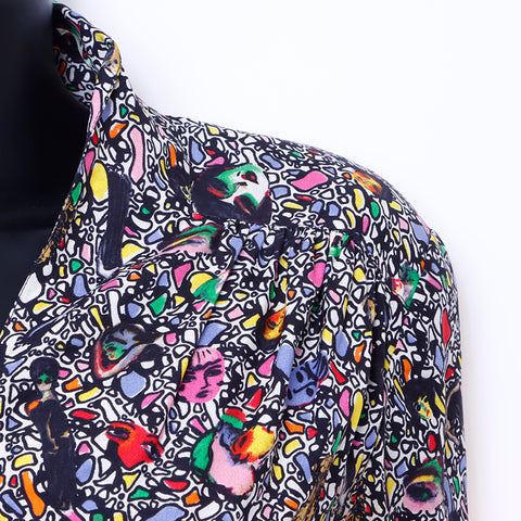FENDI Size:44 Silk All-over Pattern Dress Multicolor WS6722