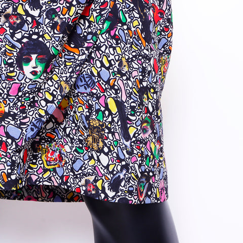 FENDI Size:44 Silk All-over Pattern Dress Multicolor WS6722