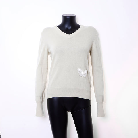 Chanel Size38 Cashmere Ribbon Knit Beige WS6724