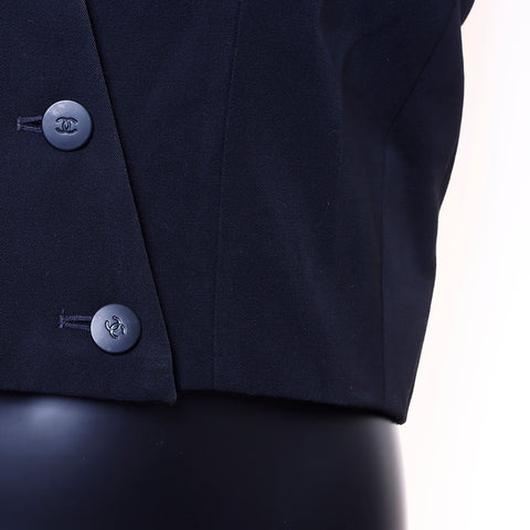 シャネル CHANEL Size:42 ノーカラー ココマークボタン 2000年 P15394 ジャケット ブラック WS6725