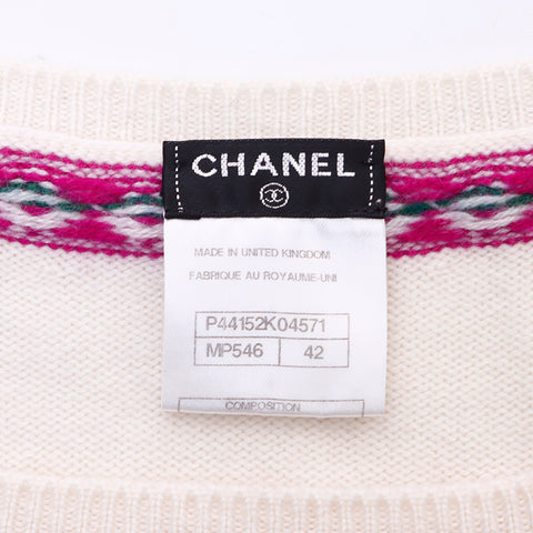 シャネル CHANEL Size:42 カシミア グリポアボタン ニット アイボリー WS6732