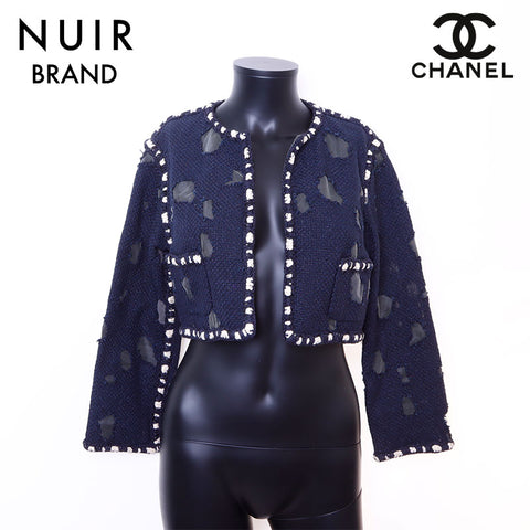 CHANEL Size:36 Cotton Nylon Jacket Navy WS6740