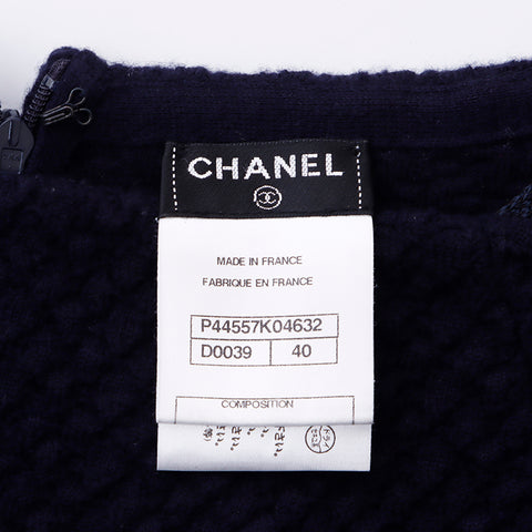 シャネル CHANEL Size:40 ウール ワンピース ネイビー WS6742