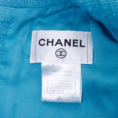 シャネル CHANEL Size:36 ツイード 半袖 ワンピース ブルー WS6761