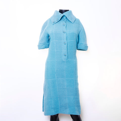 Chanel Size:36 Tweed Short Sleeve Dress Blue WS6761 NUIR VINTAGE Chanel Size:36 Tweed Short Sleeve Dress Blue WS6761 NUIR VINTAGE