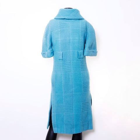 Chanel Size:36 Tweed Short Sleeve Dress Blue WS6761 NUIR VINTAGE Chanel Size:36 Tweed Short Sleeve Dress Blue WS6761 NUIR VINTAGE