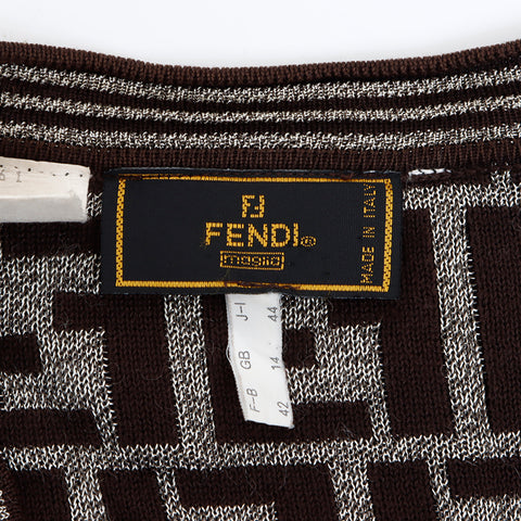 フェンディ FENDI Size:44 ズッカ カーディガン ブラウン WS6769