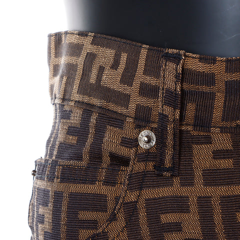 Fendi Zucca聚酯裤棕色WS6773