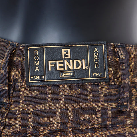 フェンディ FENDI ズッカ ポリエステル パンツ ブラウン WS6773