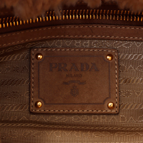 プラダ PRADA カナパ デニム ファー トートバッグ ブルー WS6794